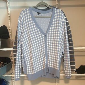 Talbots Light Blue Gingham Cardigan